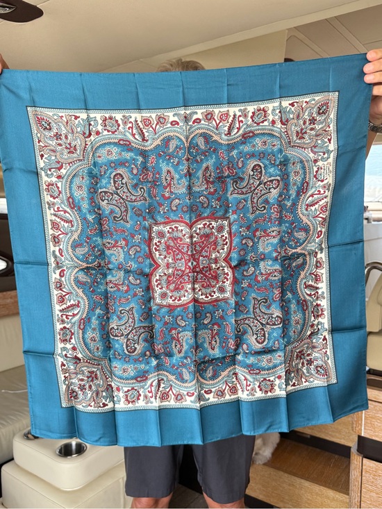 Liberty of London Accessories - Liberty of London Teal Paisley Silk Scarf with Red and Cream Accents